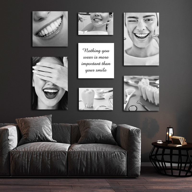 تابلو شاسی بکلیت طرح لبخند و دندانپزشکی مدل SH-1570 مجموعه 7 عددی