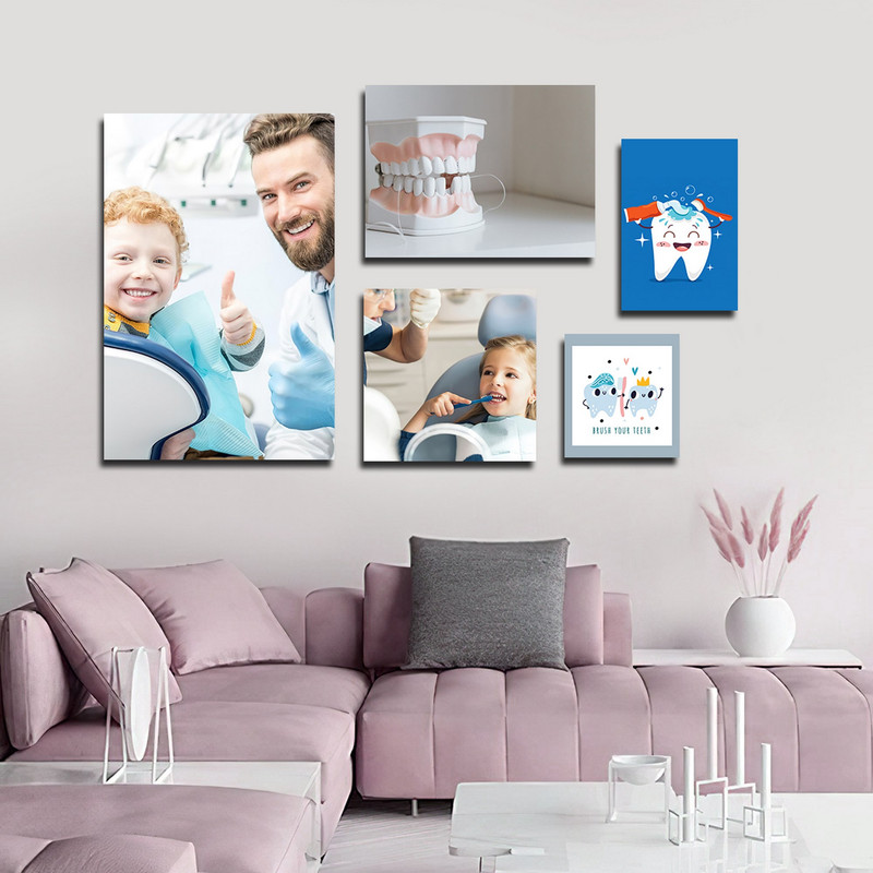 تابلو شاسی بکلیت طرح بهداشت دندان و دندانپزشکی مدل SH-1567 مجموعه 5 عددی
