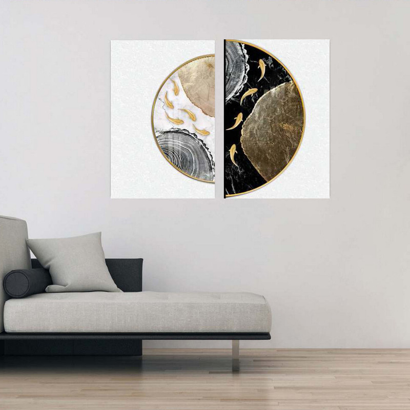 تابلو شاسی بکلیت طرح مدرن نیم دایره ماهی مدل SH-1849 مجموعه 2 عددی