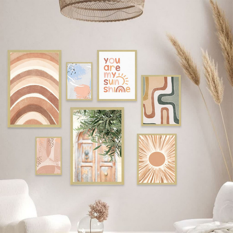 تابلو بکلیت مدل طرح مینیمال رنگین کمان BE-1076 مجموعه 7 عددی