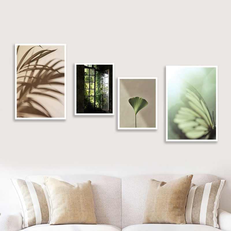 تابلو بکلیت مدل طرح پروانه و برگ سبز W-1072 مجموعه 4 عددی    