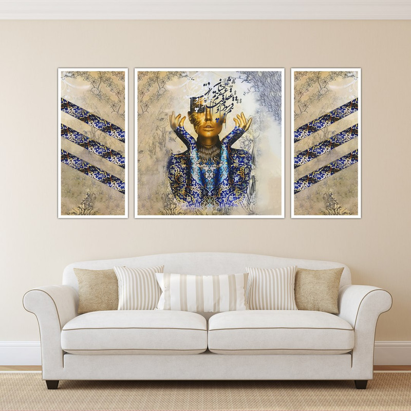 تابلو بکلیت طرح دکوراتیو دیجیتال آرت مدل W-488 مجموعه 3 عددی