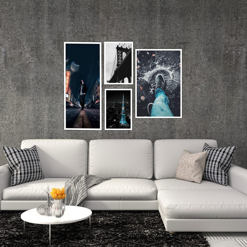 تابلو بکلیت طرح منظره و برج مدرن مدل W-449 مجموعه 4 عددی