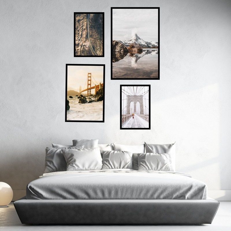 تابلو بکلیت طرح منظره طبیعت زمستانی مدل B-445 مجموعه 4 عددی