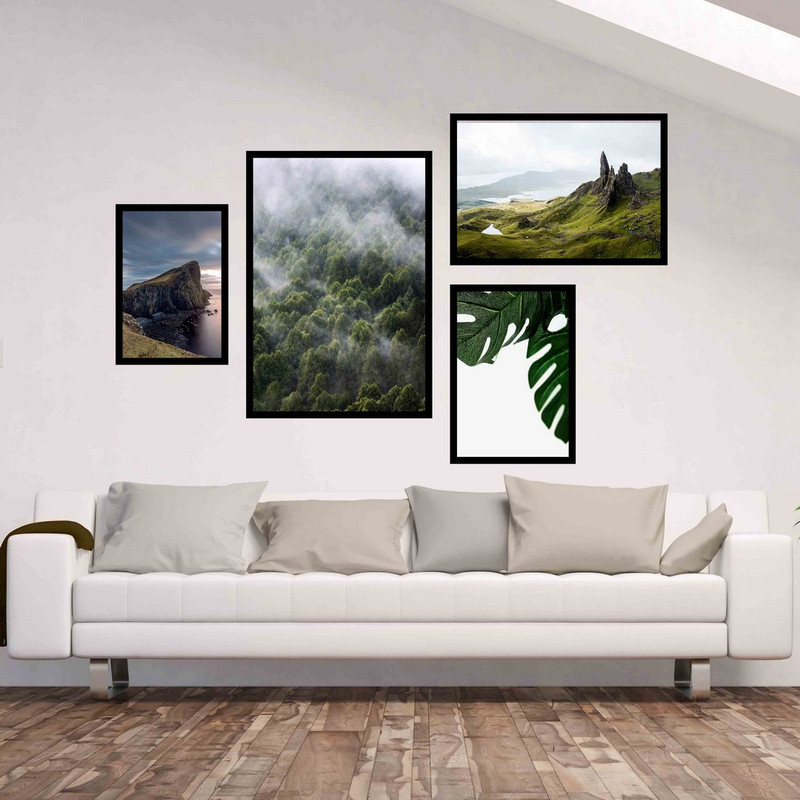 تابلو بکلیت طرح منظره طبیعت سرسبز مدل B-441 مجموعه 4 عددی