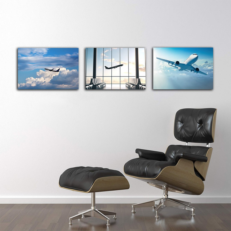 تابلو شاسی بکلیت طرح دفتر هواپیمایی و مسافرت مدل SH-673 مجموعه 3 عددی