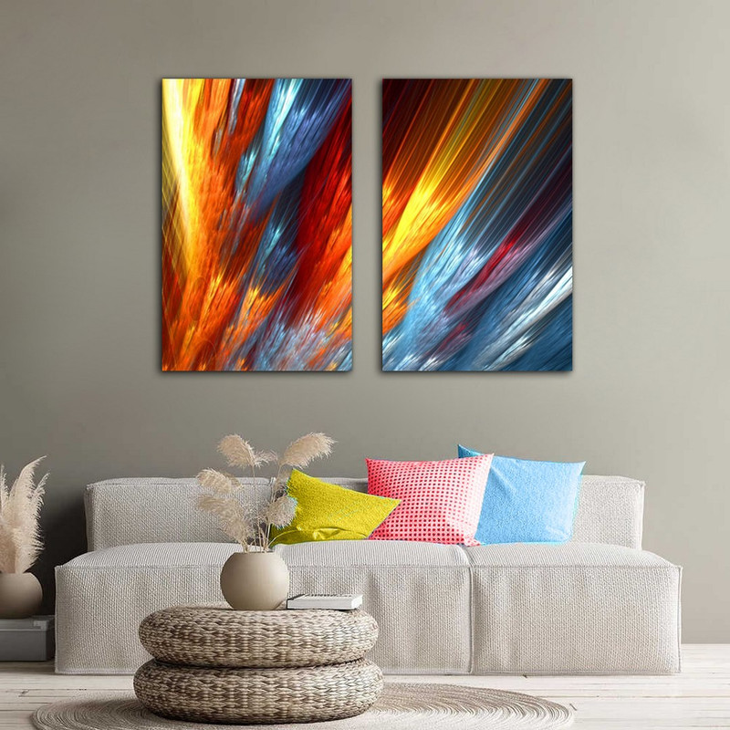 تابلو شاسی بکلیت طرح نقاشی مدرن و شکست نور مدل SH-596 مجموعه 2 عددی