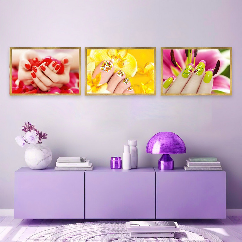 تابلو بکلیت طرح سالن آرایش ناخن و مانیکور مدل T-924 مجموعه 3 عددی