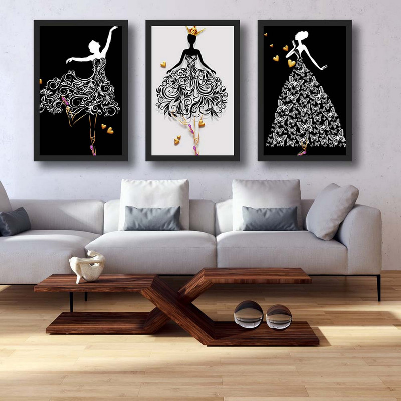 تابلو بکلیت طرح نقاشی دکوری مدرن فشن استایل مدل B-1517 مجموعه 3 عددی