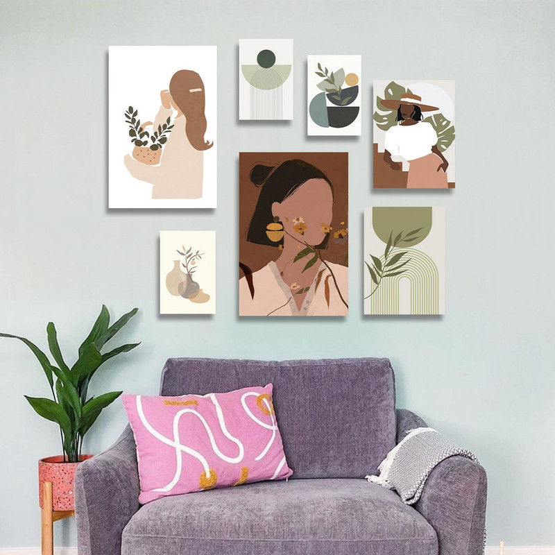 تابلو شاسی بکلیت طرح دکوری مدرن سبک مینیمال آرت مدل SH-1494 مجموعه 7 عددی