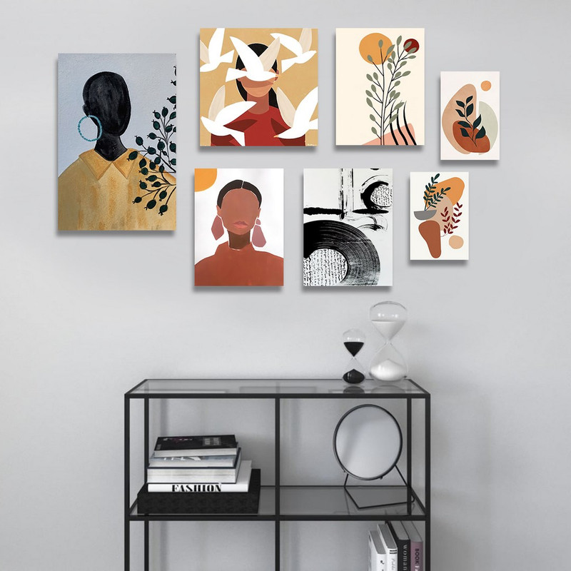 تابلو شاسی بکلیت طرح دکوری مدرن سبک مینیمال آرت مدل SH-1489 مجموعه 7 عددی