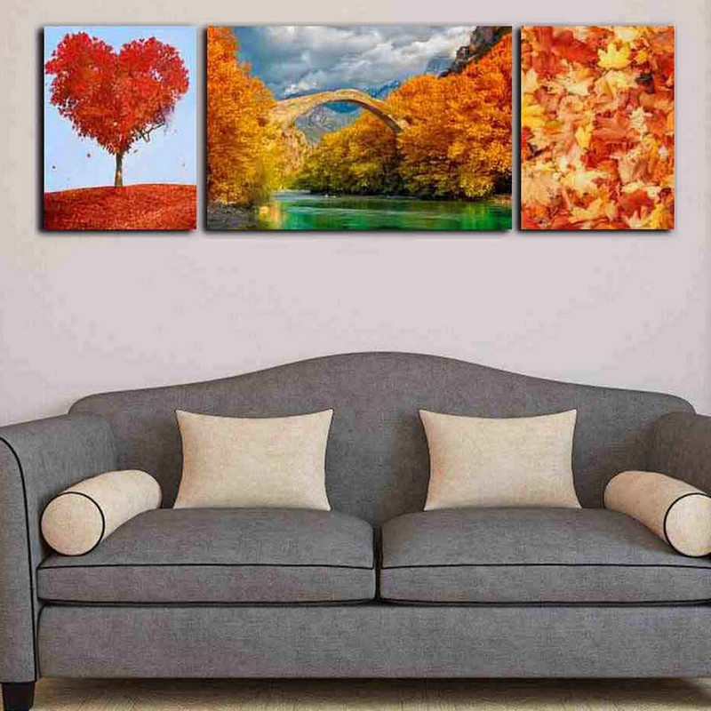 تابلو شاسی بکلیت طرح طبیعت پاییزی مدل SH-249 مجموعه 3 عددی