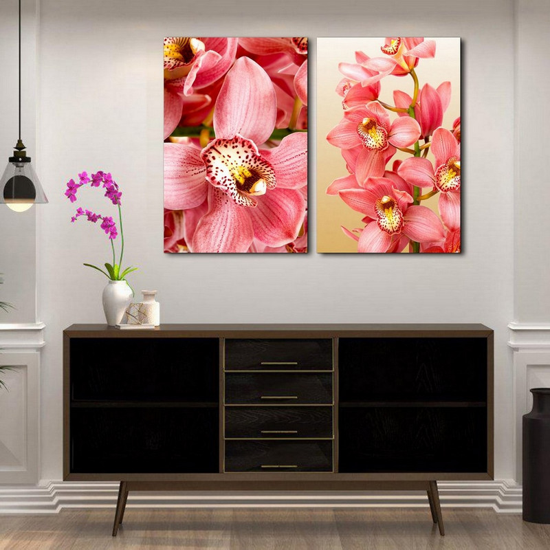 تابلو شاسی بکلیت طرح دکوراتیو گل صورتی مدل SH-186 مجموعه 2 عددی