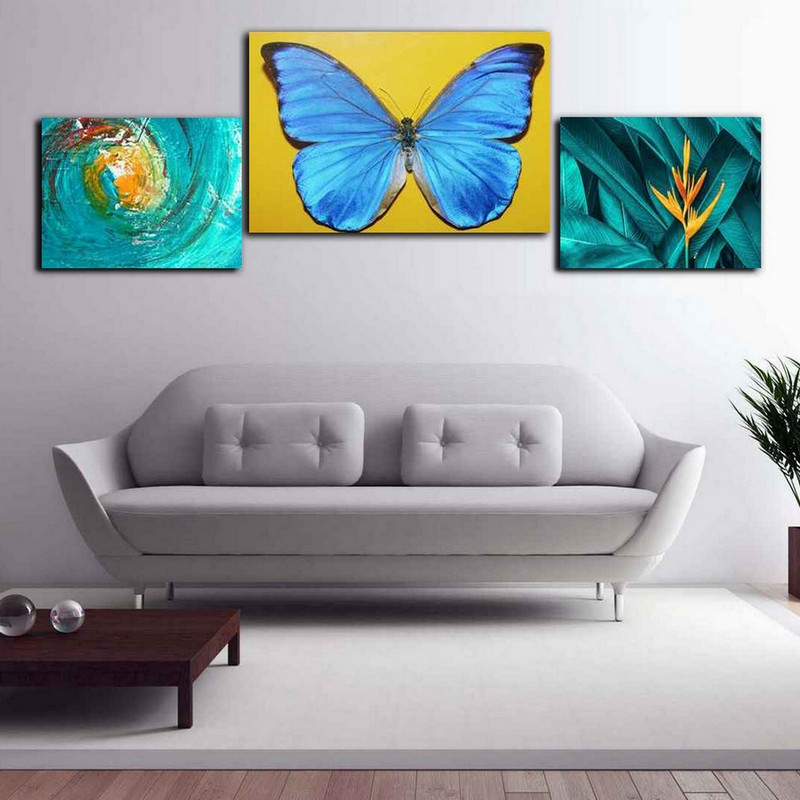 تابلو شاسی بکلیت طرح نقاشی رنگی و پروانه مدل SH-174 مجموعه 3 عددی