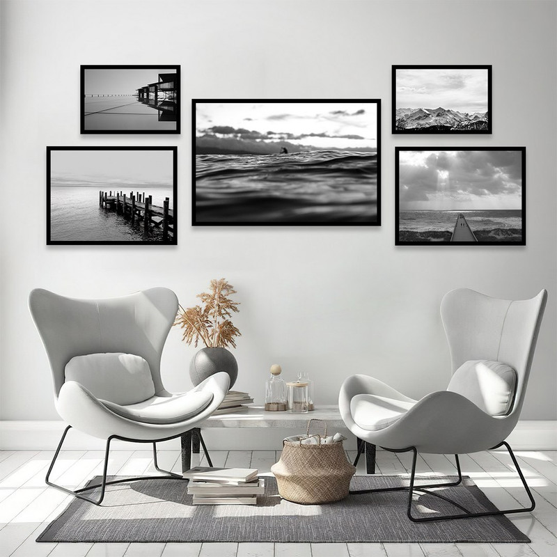 تابلو بکلیت مدل طرح دریا و پل چوبی B-1067  مجموعه 5 عددی