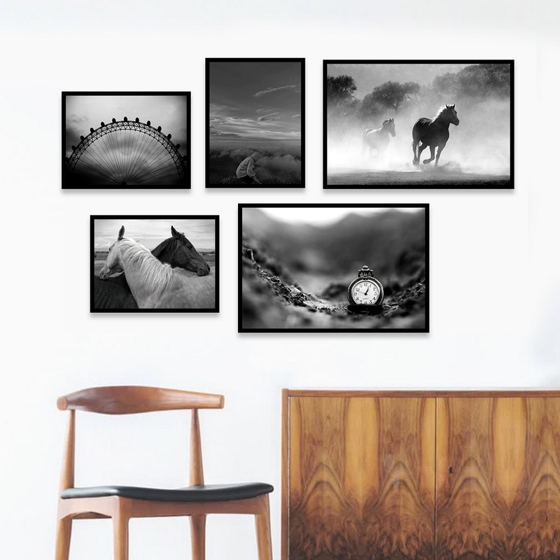 تابلو بکلیت مدل طرح دکوراتیو طبیعت و منظره شهری B-1061  مجموعه 5 عددی