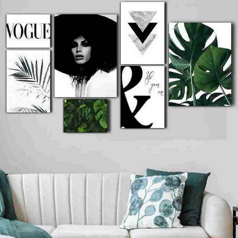 تابلو شاسی بکلیت طرح برگ انجیری و پرتره مدل SH-257 مجموعه 7 عددی