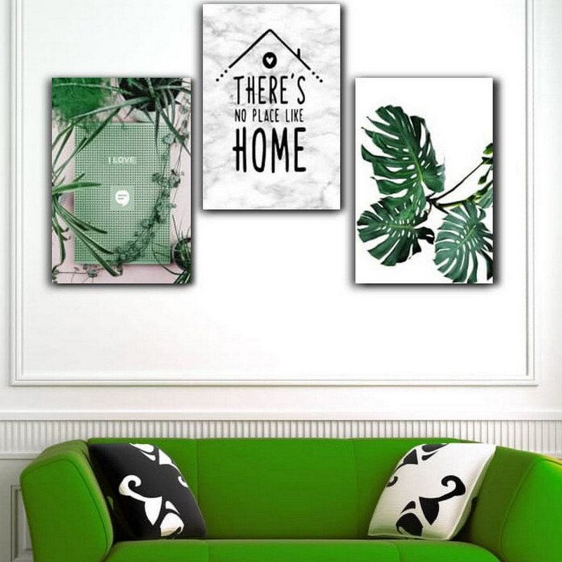 تابلو شاسی بکلیت طرح دکوراتیو برگ انجیری مدل SH-289 مجموعه 3 عددی