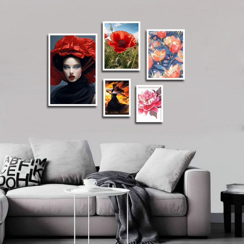 تابلو بکلیت طرح طراحی مدرن طبیعت و چهره مدل W-1754 مجموعه 5 عددی