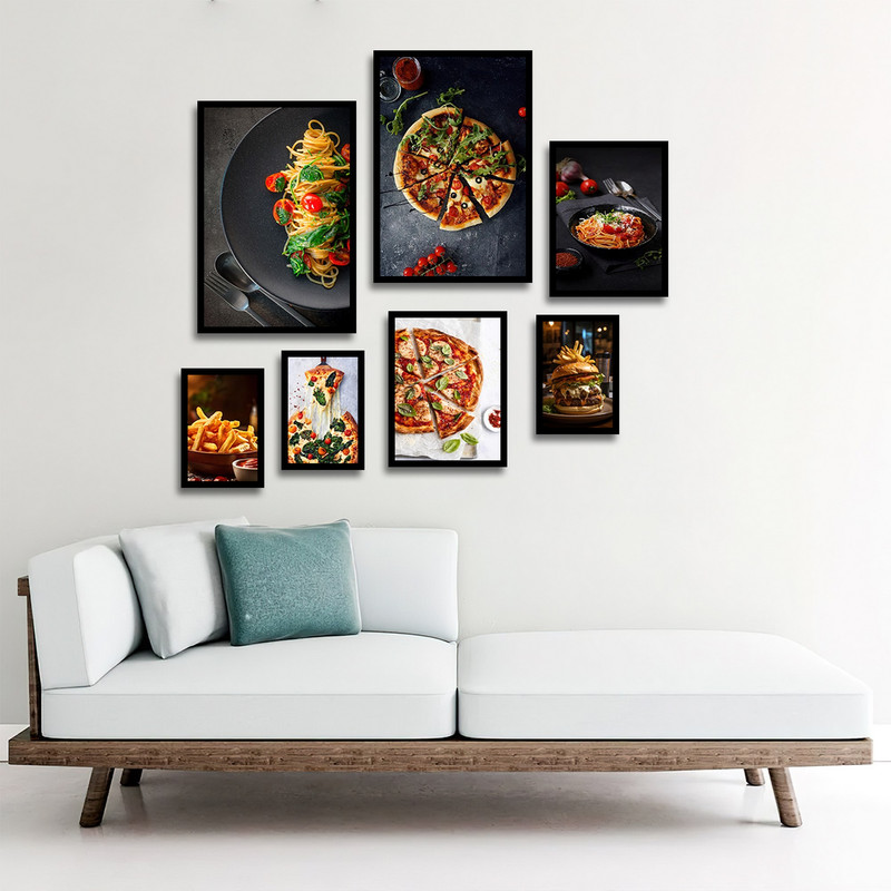 تابلو بکلیت طرح فست فود و پیتزا و اسپاگتی مدل B-1813 مجموعه 7 عددی