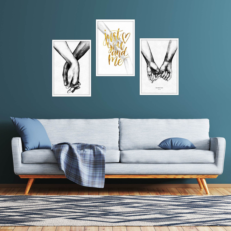تابلو بکلیت طرح مدرن جمله فقط تو و من مدل W-1903 مجموعه 3 عددی