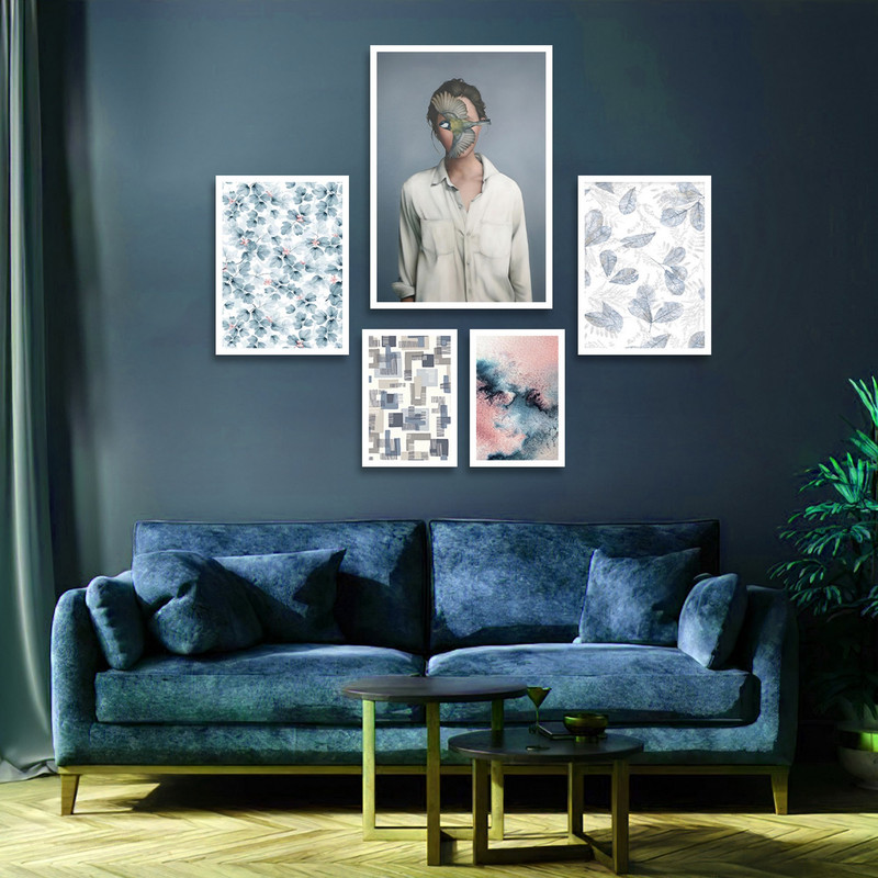 تابلو بکلیت طرح نقاشی مدرن دکوراتیو مدل W-1837 مجموعه 5 عددی