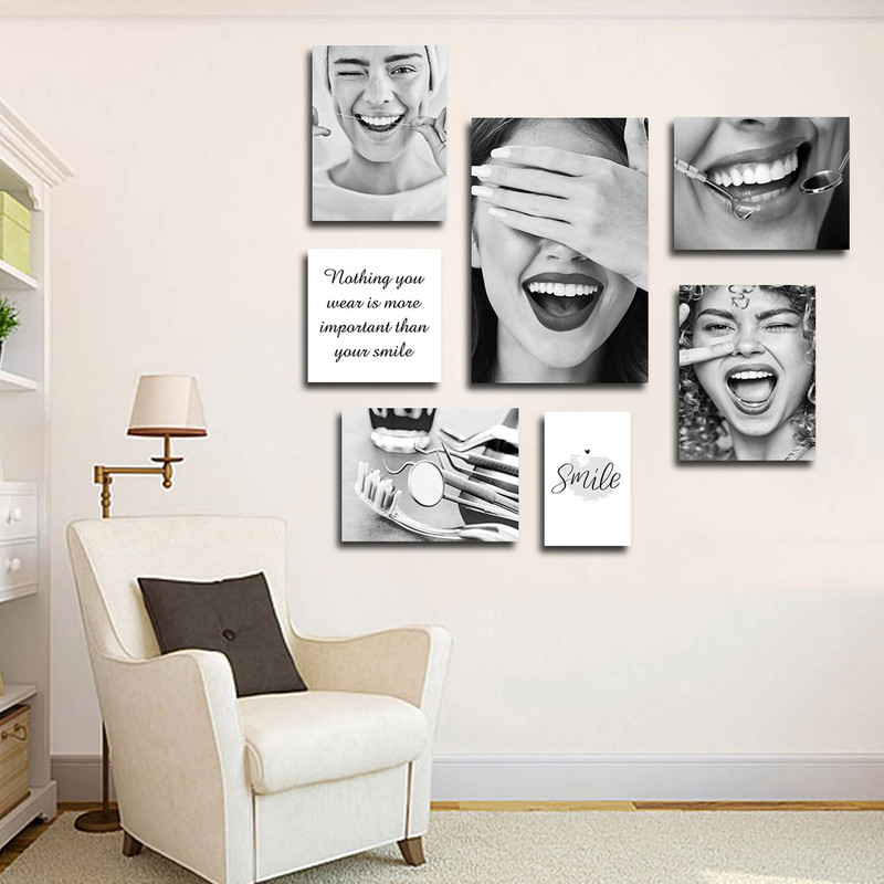 تابلو شاسی بکلیت طرح لبخند و دندانپزشکی مدل SH-1681 مجموعه 7 عددی