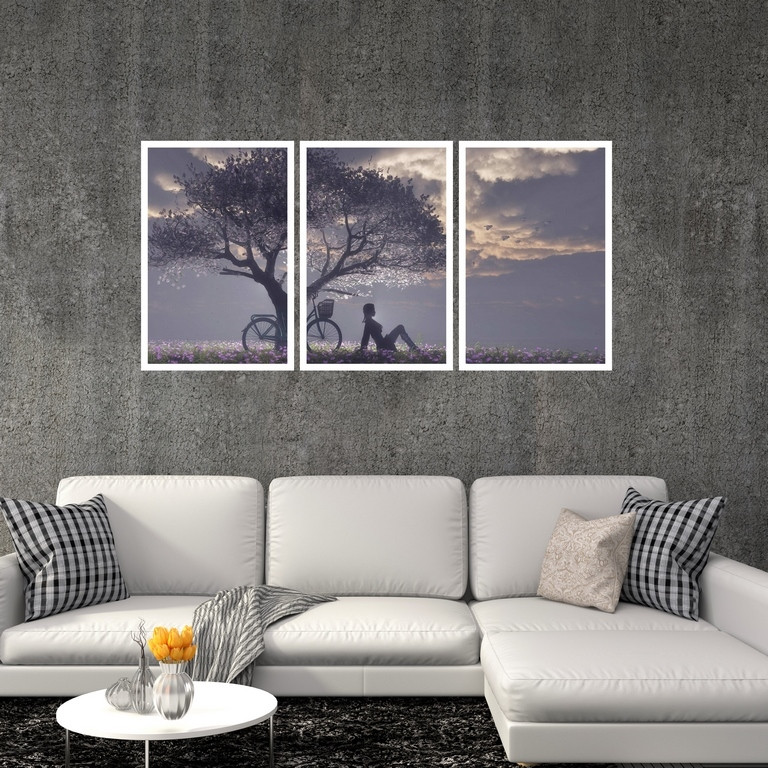 تابلو بکلیت طرح شکوفه های بهاری مدل W-S4884 مجموعه سه عددی