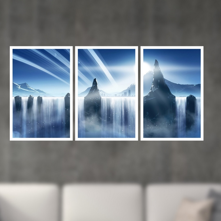 تابلو بکلیت طرح نقاشی طلوع خورشید مدل W-S4959 مجموعه 3 عددی