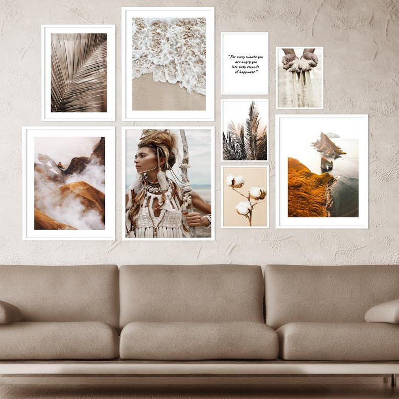 تابلو بکلیت طرح ساحل آرامش مدل دکوراتیو W-381 مجموعه 9 عددی