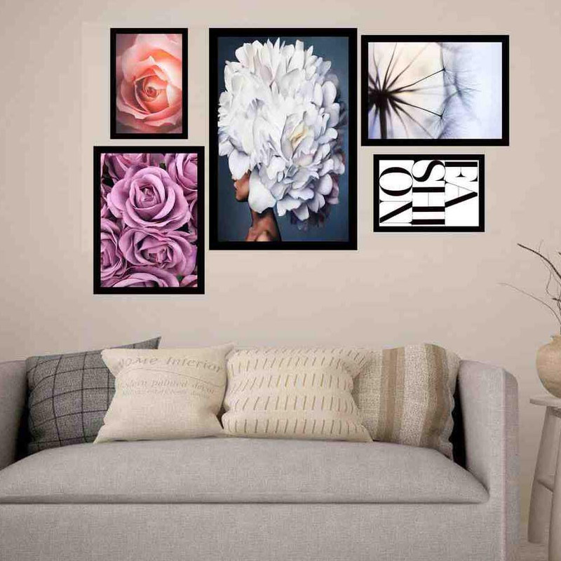 تابلو بکلیت طرح گل سر و قاصدک مدل دکوراتیو B-218 مجموعه 5 عددی