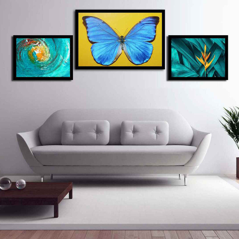 تابلو بکلیت طرح پروانه مدل دکوراتیو B-174 مجموعه 3 عددی