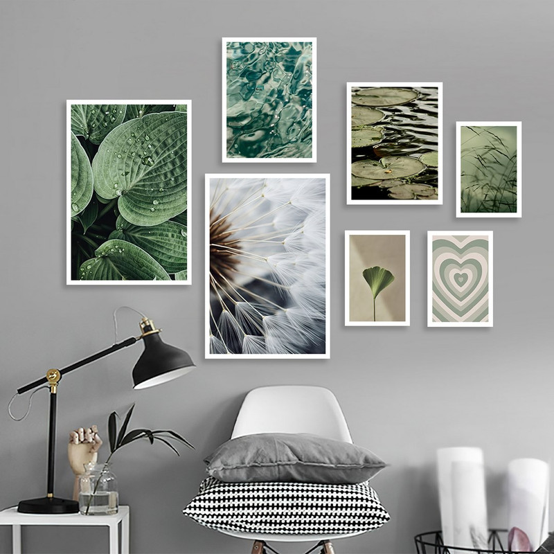 تابلو بکلیت مدل طرح قاصدک و برگ سبز W-1079 مجموعه 7 عددی