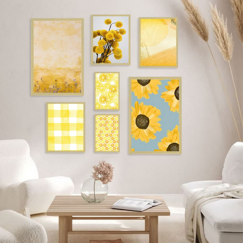 تابلو بکلیت مدل طرح گل افتابگردان و لیمو BE-1075 مجموعه 7 عددی