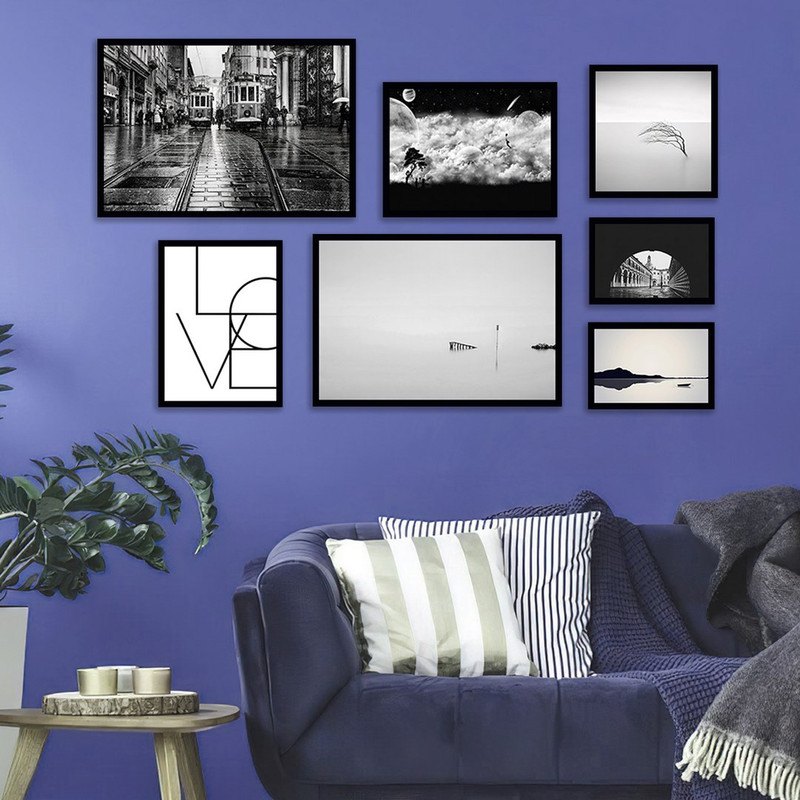 تابلو بکلیت مدل طرح منظره شهری و دریا B-1070  مجموعه 7 عددی