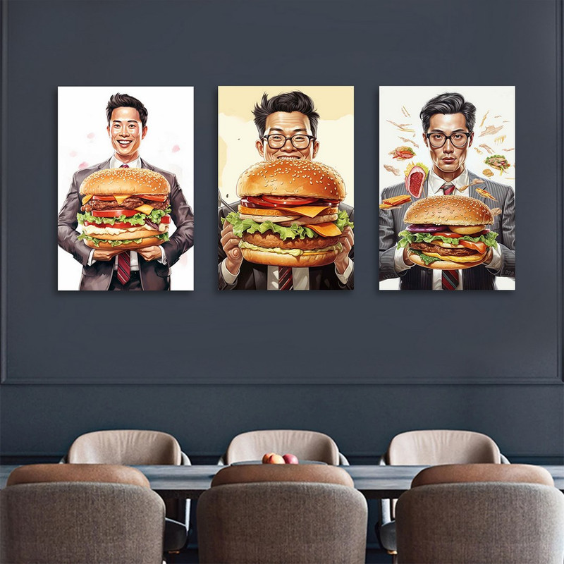 تابلو شاسی بکلیت طرح فست فود و همبرگر مدل SH-1252 مجموعه 3 عددی