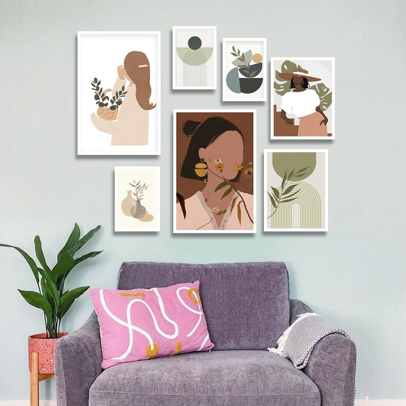 تابلو بکلیت طرح دکوری مدرن مینیمال آرت مدل W-1494مجموعه 7 عددی