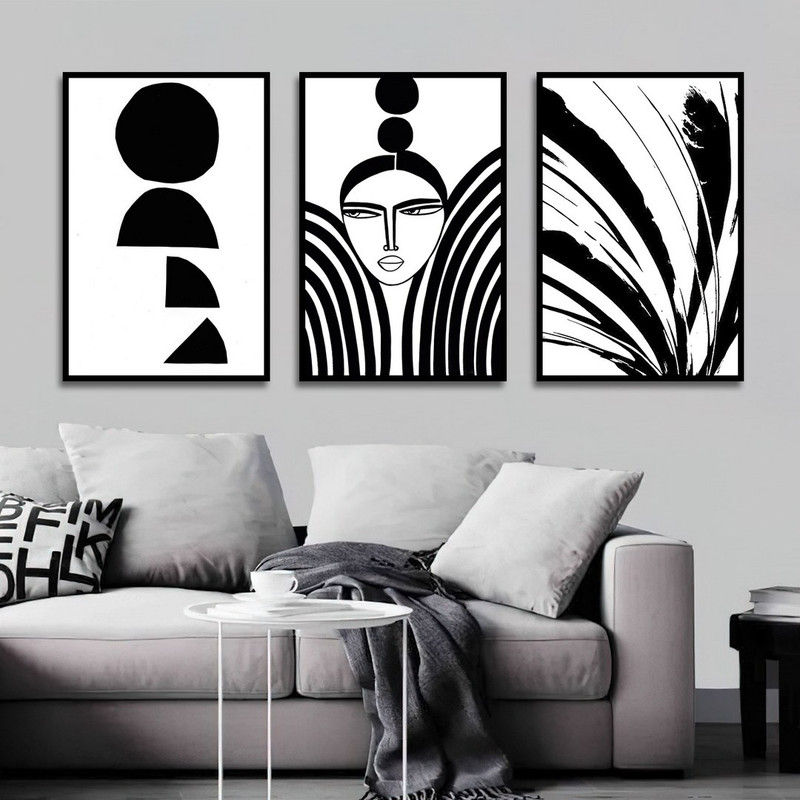 تابلو بکلیت طرح نقاشی دکوراتیو مدرن سبک کوبیسم مدل B-1402 مجموعه 3 عددی