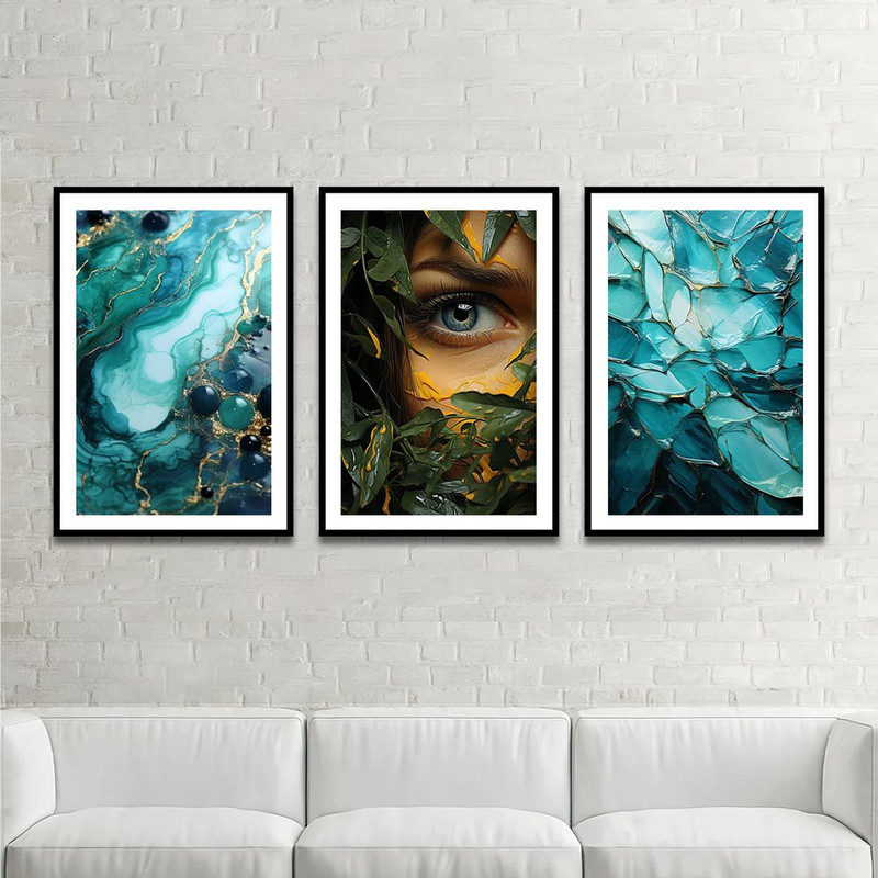 تابلو بکلیت طرح نقاشی آبستره و دکوراتیو چهره مدل B-1368 مجموعه 3 عددی