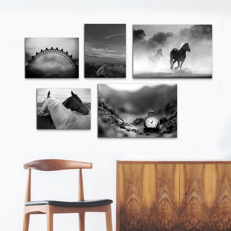 تابلو شاسی بکلیت طرح دکوراتیو اداری و طبیعت مدل SH-1061 مجموعه 5 عددی