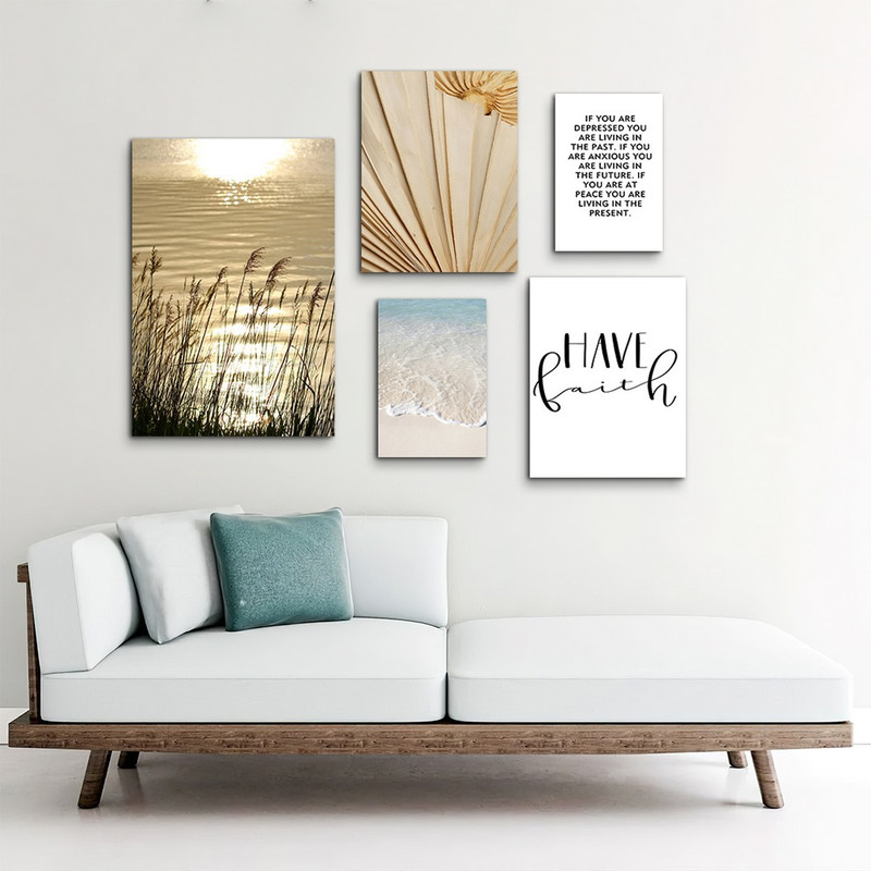 تابلو شاسی بکلیت طرح جمله انگیزشی و نیزار مدل SH-1025 مجموعه 5 عددی