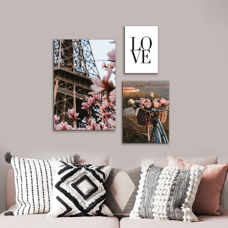 تابلو شاسی بکلیت طرح گل و برج ایفل مدلSH-987 مجموعه 3 عددی