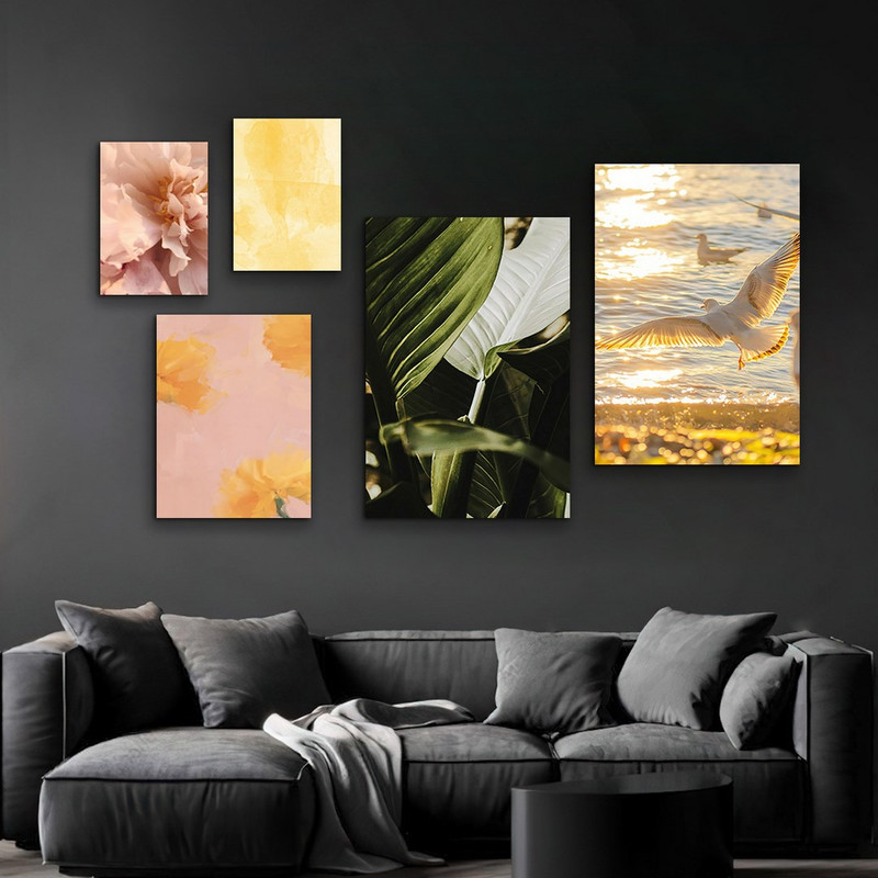 تابلو شاسی بکلیت طرح دکوراتیو اداری و طبیعت مدل SH-1071 مجموعه 5 عددی