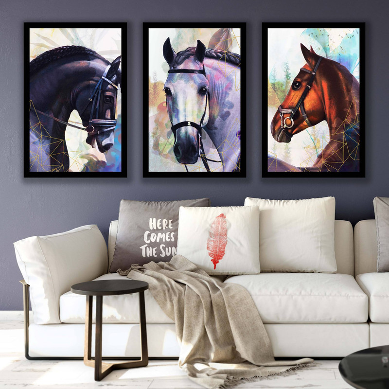 تابلو بکلیت طرح دکوری مدرن اسب مدل B-1516 مجموعه 3 عددی