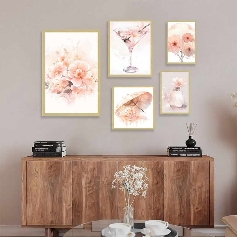 تابلو بکلیت طرح گل مدرن مدل BE-1236 مجموعه 5 عددی 