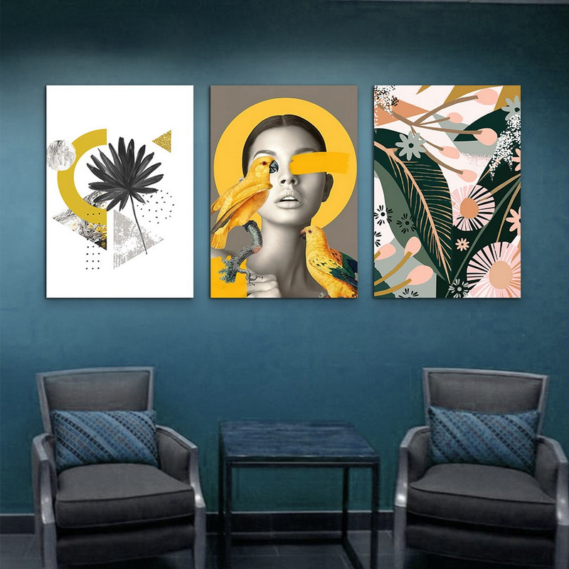 تابلو شاسی بکلیت طرح نقاشی مدرن مدل SH-945 مجموعه 3 عددی