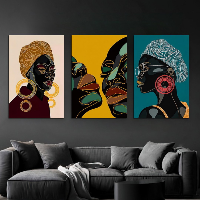 تابلو شاسی بکلیت طرح چهره زن آفریقایی مدل SH-941 مجموعه 3 عددی