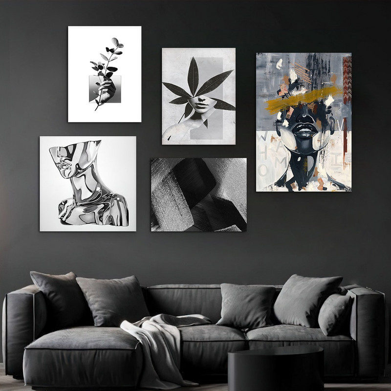 تابلو شاسی بکلیت طرح نقاشی مدرن چهره مدل SH-942 مجموعه 5 عددی