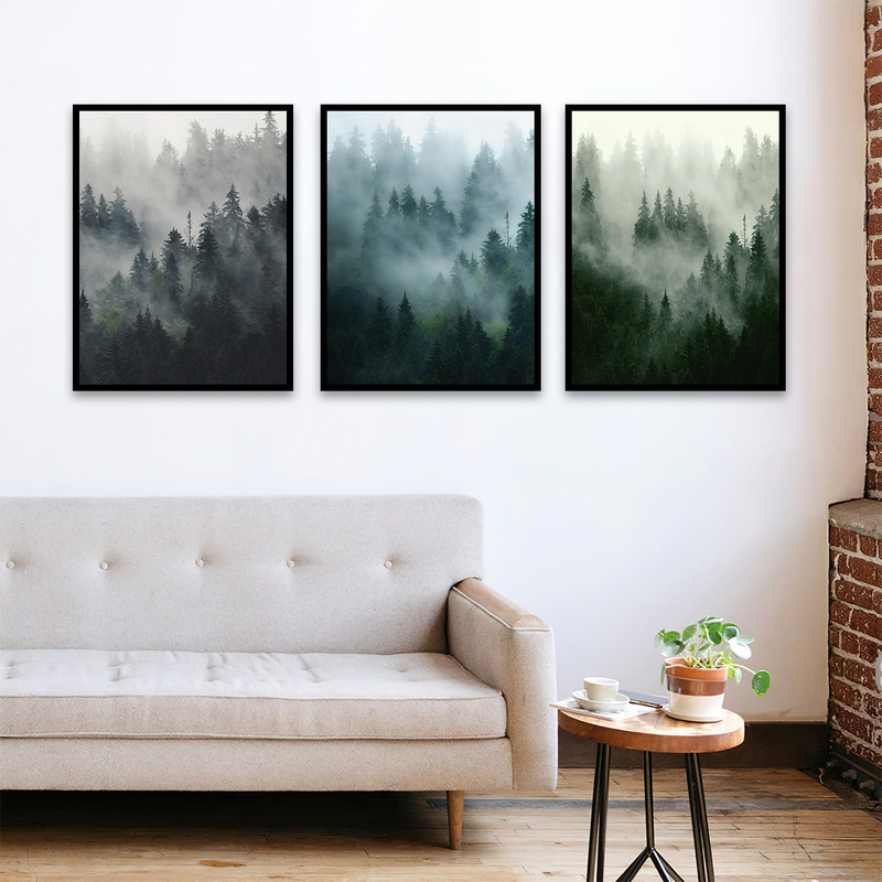 تابلو بکلیت طرح جنگل و مه مدل B-654 مجموعه 3 عددی