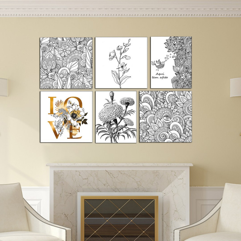 تابلو شاسی بکلیت طرح گل و عشق مدل SH-400 مجموعه 6 عددی